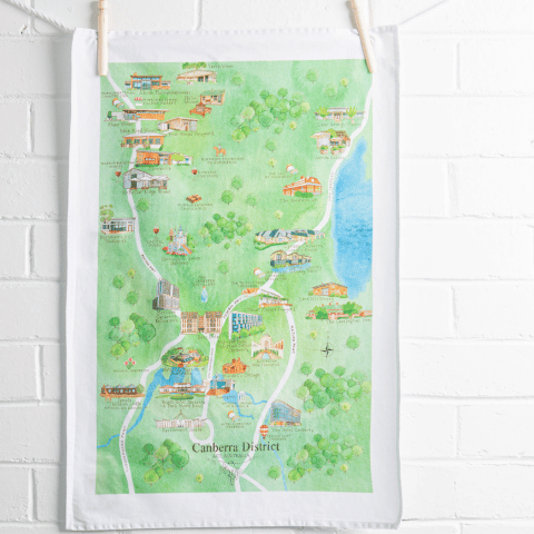 Canberra District Wine Region Map Tea Towel