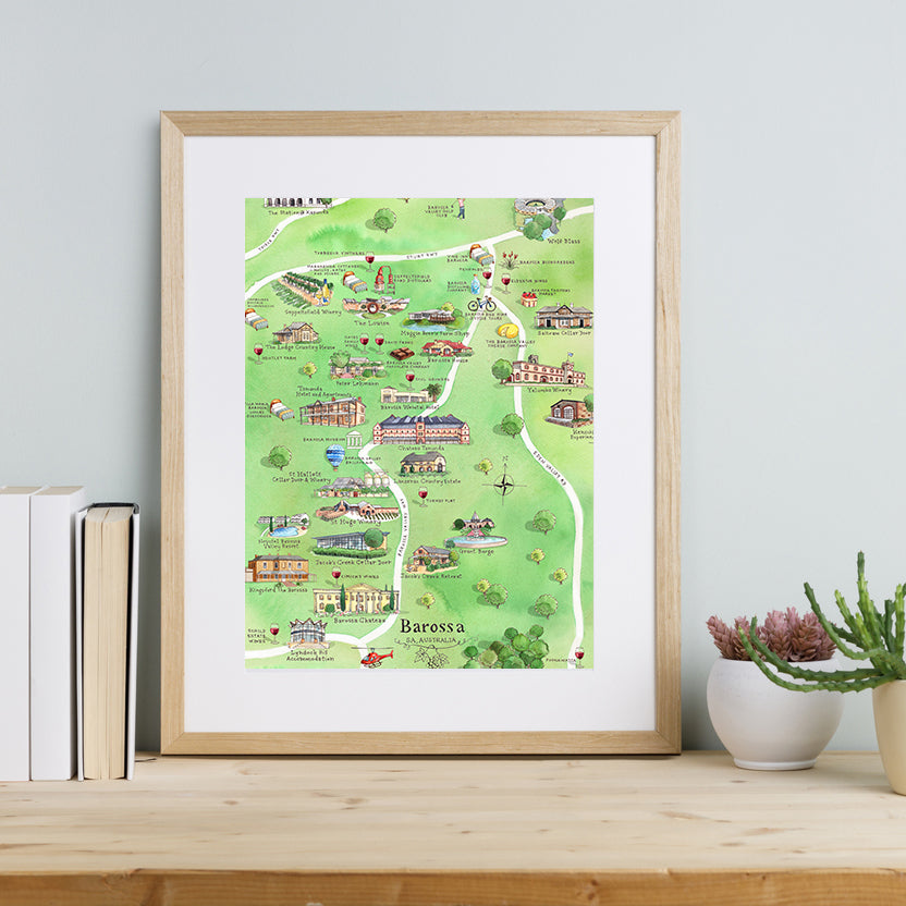 A3-size unframed print Barossa wine region map