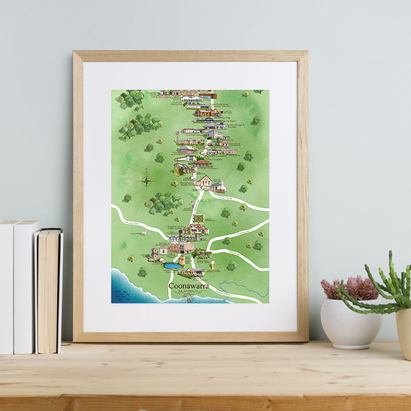 A3-size Coonawarra wine region map unframed print