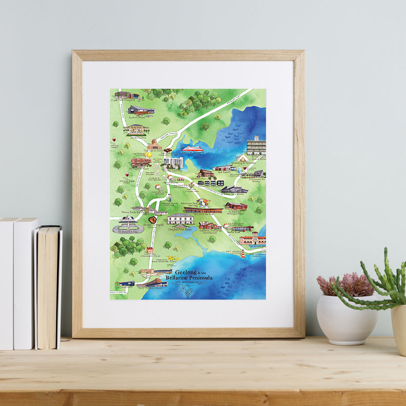 A3 Geelong & the Bellarine Peninsula unframed print