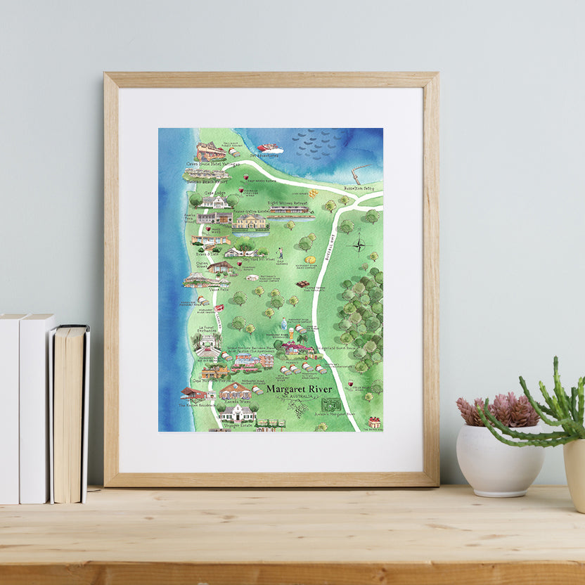 A3-size Margaret River wine region map unframed print