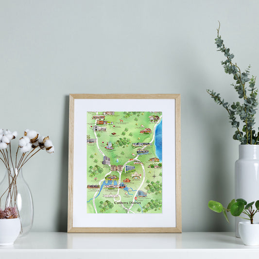 A4 Canberra District unframed wine region map print