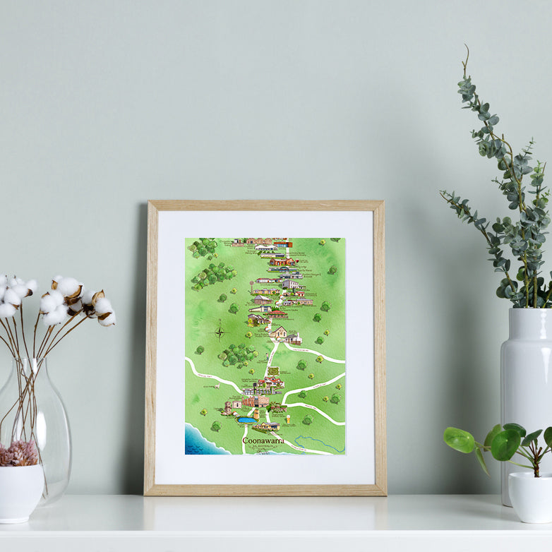 A4 Coonawarra wine region map unframed print