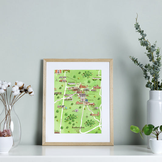 A4 Rutherglen wine region map unframed print