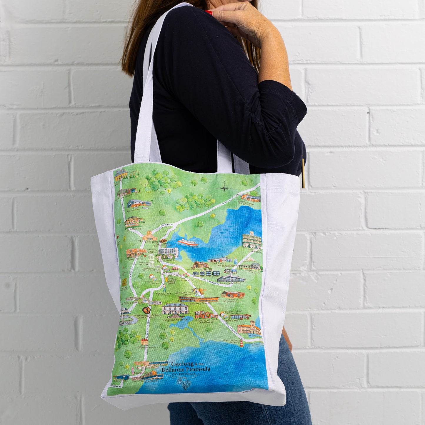 Geelong & the Bellarine Peninsula Wine Region Map Tote Bag