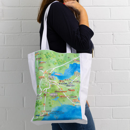 Geelong & the Bellarine Peninsula Wine Region Map Tote Bag