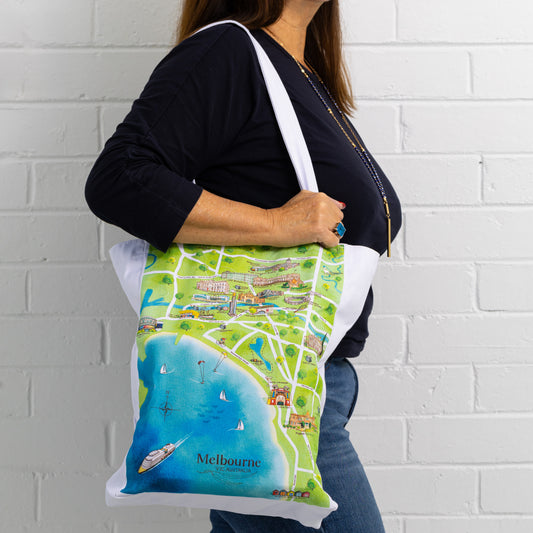 Melbourne Tourist Attractions Map Tote Bag