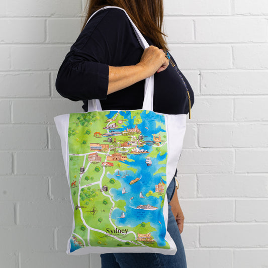 Sydney Tourist Attractions Map Tote Bag