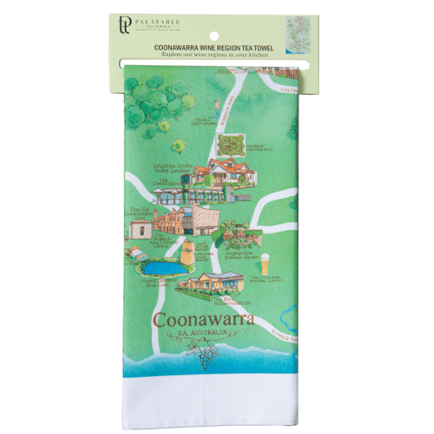 Coonawarra SA wine region map tea towel retail ready