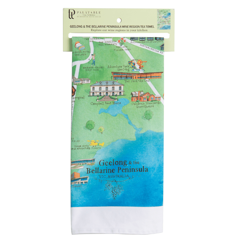 Geelong & the Bellarine Peninsula map tea towel