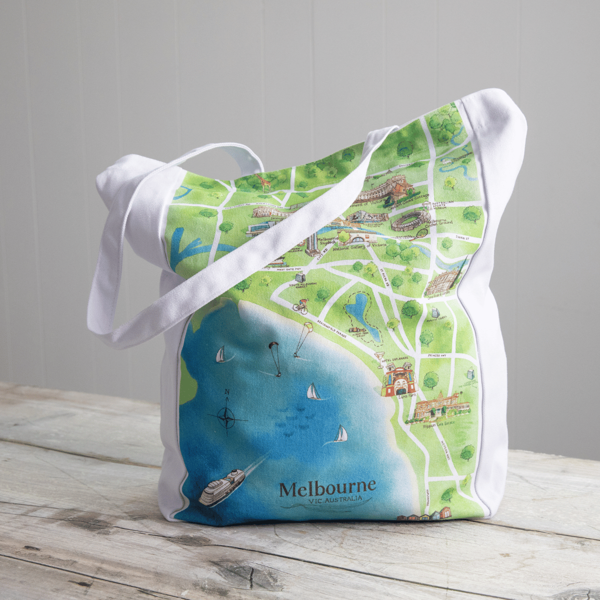 The perfect illustrated map canvas tote bag gift for friends and family who live in or love visiting Melbourne VIC