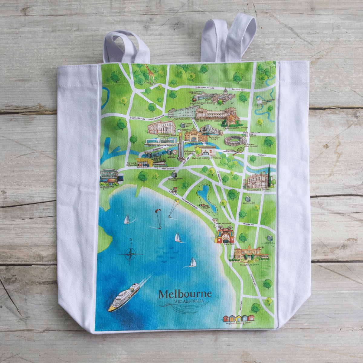 The perfect illustrated map canvas tote bag gift for friends and family who live in or love visiting Melbourne VIC