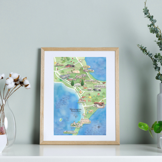 Mornington Peninsula Wine Region Map Unframed Print A4