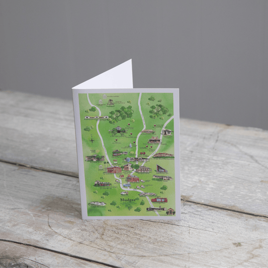 The perfect illustrated map blank inside greeting card for friends and family who live in or love visiting Mudgee NSW