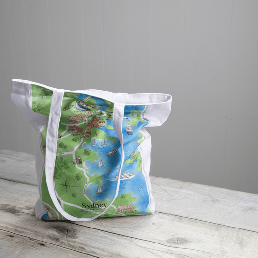 The perfect illustrated map canvas tote bag gift for friends and family who live in or love visiting Sydney NSW