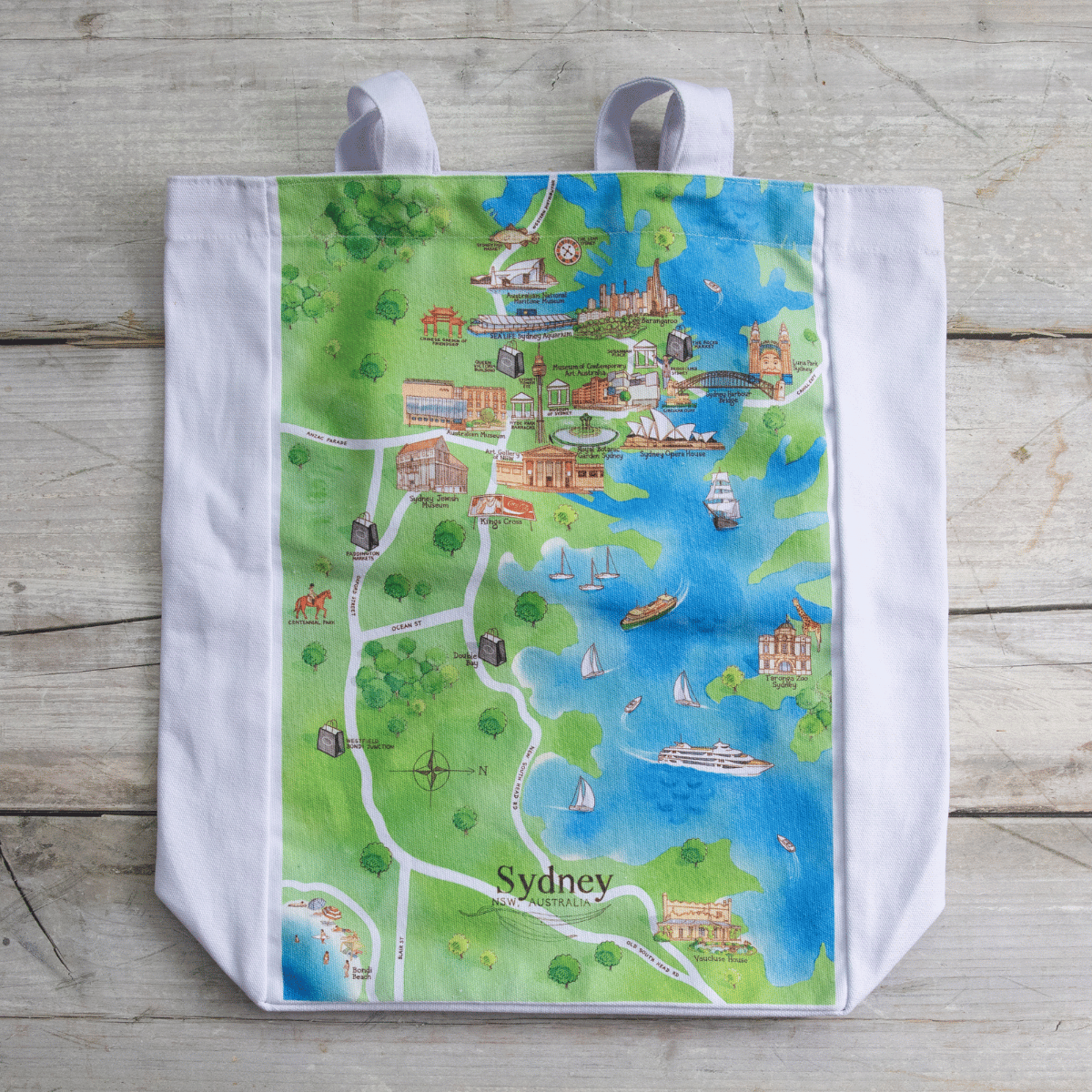 The perfect illustrated map canvas tote bag gift for friends and family who live in or love visiting Sydney NSW