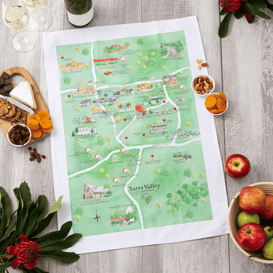Yarra Valley Wine Region Map Tea Towel 2.0