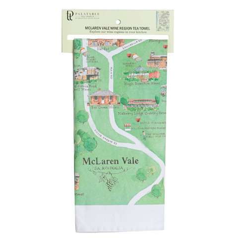 McLaren Vale wine region map tea towel retail ready